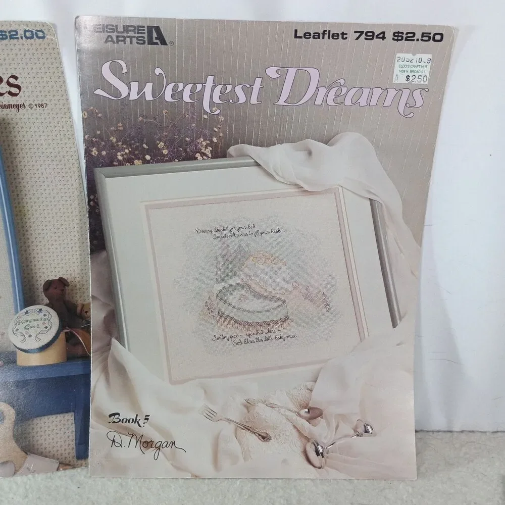 Vintage Leisure Arts Baby Cross Stitch Patterns Lot 2 Keepsakes Sweetest Dreams